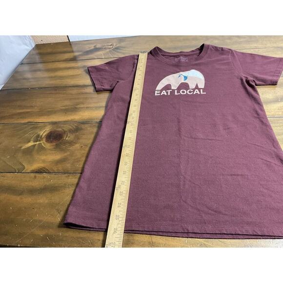 Patagonia Womens Size Small Maroon “Eat Local” Regular Fit T-Shirt - Picture 4 of 6